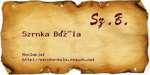 Szrnka Béla névjegykártya